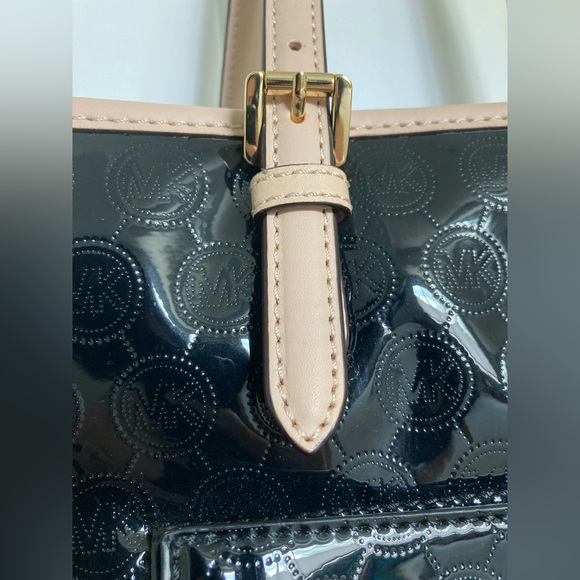 Michael Kors Jet Set Medium MK Snap Pocket Tote Chrome/Tan 😎🖤👜 - Picture 5 of 12